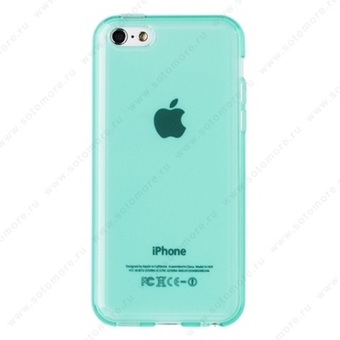 Накладка силиконовый TPU для Apple iPhone 5C глянцевый прозрачный бирюзовый