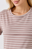 Футболка для беременных и кормящих 18072 мокко-молочная полоса