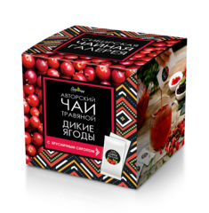 Авторский чай ДИКИЕ ЯГОДЫ (с брусникой, шиповником, листом жимолости / 50+40(сироп)г / BioNergi