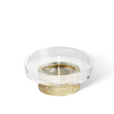 Decor Walther 0934082 Decor Walther Rocks STS Мыльница настольная, прозрачное стекло, с кристаллами Swarovski®, цвет: золото матовое