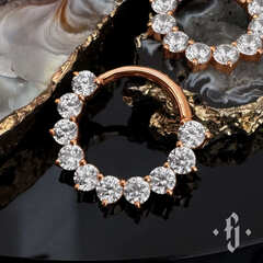 Кликер "Gloss" с камнями 2.5мм - Розовое золото - White CZ