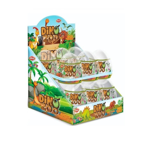 Яйцо огромное Пластик DINOZOO с игрушкой и драже сахарное 1кор*6бл*12шт,20г