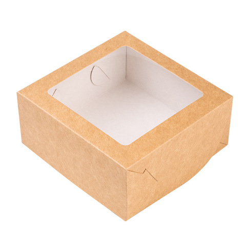 Коробка крафт с окном 12*12*5,5 см