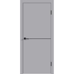 Купить Межкомнатная дверь ПЭТ Альтекс-1 светлый серый кромка Al чёрная