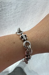 Браслет с лилиями из стали с посеребрением style by CHROME HEARTS