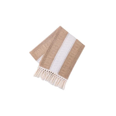 Скатерть для стола (кружевная) с белой полосой 220см