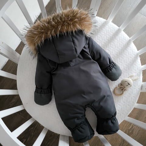 Комбинезон детский, зимний, от 3-6 мес, серый