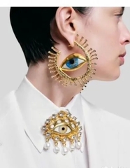 73151- Крупные серьги - конго ГЛАЗА ассиметричные style Schiaparelli