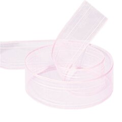 
          Декоративная лента капроновая для рукоделия, упаковки и флористики, 4 см, намотка 25 ярдов, бледно-розовый, дизайн линии