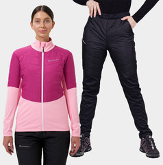 Премиальный костюм для лыж и зимнего бега Nordski Hybrid Pro Warm 2.0 Candy Pink/Fuchsia женский