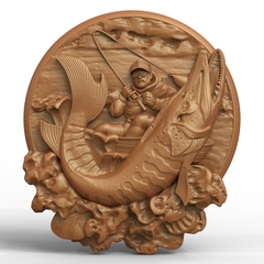 Силиконовый молд Рыбак (медальон) № 0462