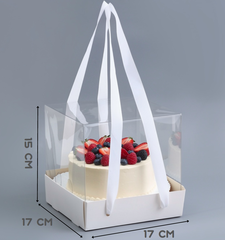 Коробка для бенто с ручками - лентами, 17×17×15 см