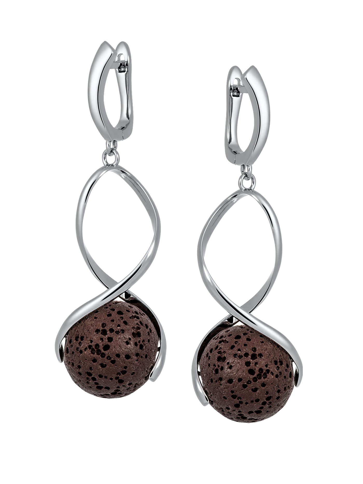 Серьги длинные висячие с лавой