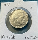 K16966 1936 Германия 2 марки Гинденбург J K16966 1936 Германия 2 марки Гинденбург J