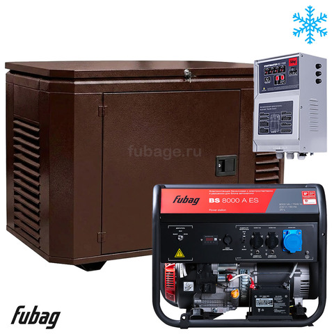 Бензиновый генератор в зимнем кожухе с блоком АВР Fubag BS 8000 A ES/1200SCW RAL 8019