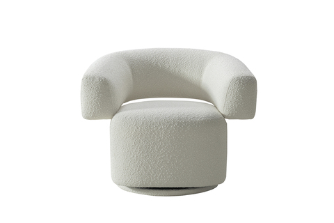 Кресло поворотное 90x76x68см Garda Decor букле белое в минималистичном стиле