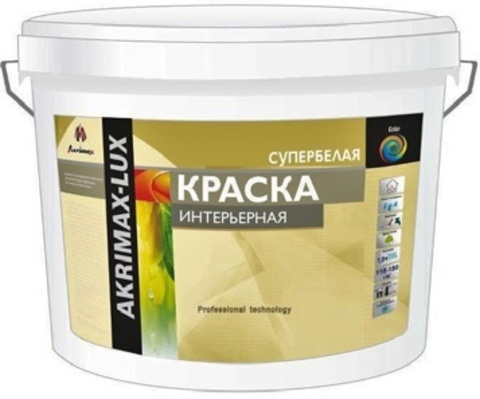 Краска «AKRIMAX-LUX» интерьерная супербелая, матовая, для внутренних работ 3кг (4шт/уп)(144)
