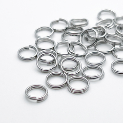 Колечки двойные, цвет серебро (родий), диаметр 7 мм, цена за 10 штук