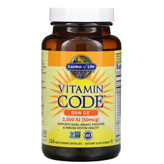 Garden of Life, Vitamin Code, RAW D3, 50 mcg (2,000 IU), 120 Vegetarian Capsules