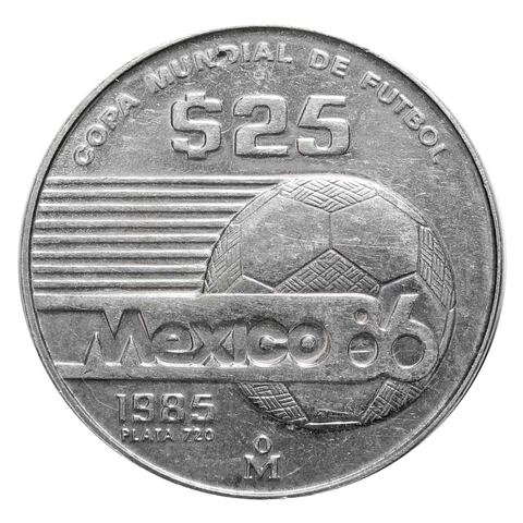 25 песо. Чемпионат мира по футболу 1986. Мексика. 1985 год. Серебро. XF