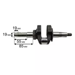Коленвал DDE 168F/170F d19мм, конус 19мм, вылет 55мм, под поршень Н=49мм