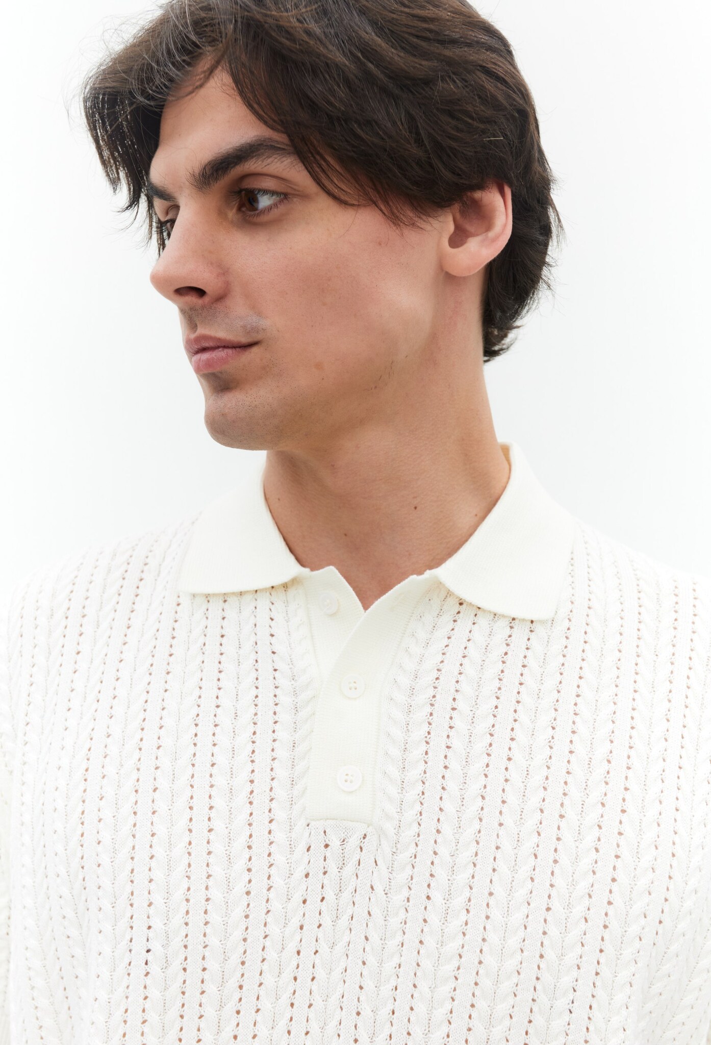 Футболка поло мужская LAWLESS вязка (белый)