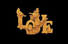 Силиконовый молд № 489 LOVE ( с птицами)