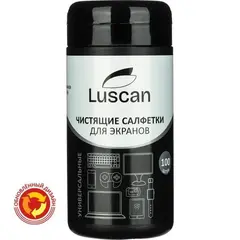 Салфетки влажные для экранов универсальные LUSCAN (Attache Selection) с антистатическим эффектом биоразлагаемые (100 штук в тубе)