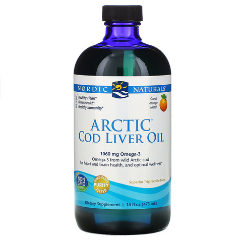 Nordic Naturals, Arctic, жир печени арктической трески, со вкусом апельсина, 437 мл (16 жидких унций)