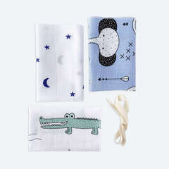 Сет из 3х муслиновых салфеток Mjölk Слоники/Ночное небо/Крокодилы
