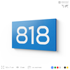 Номер на дверь 818, табличка на дверь для офиса, квартиры, кабинета, аудитории, склада, голубая 120х70 мм, Айдентика Технолоджи