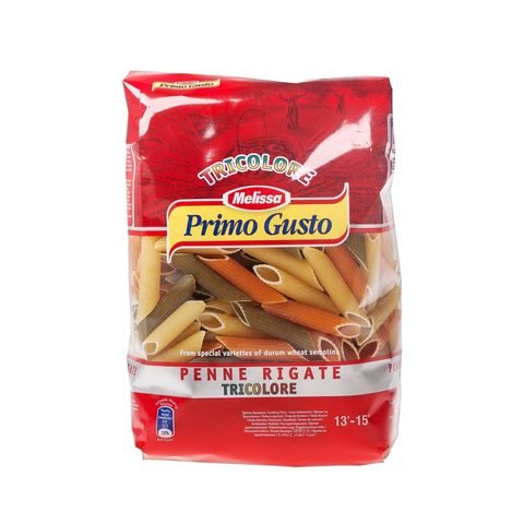 Паста Пенне Ригате Триколор томатно шпинатная Melissa-Primo Gusto 500г