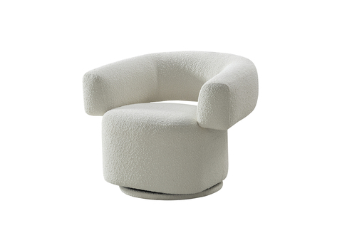 Кресло поворотное 90x76x68см Garda Decor букле белое в минималистичном стиле