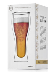 Стакан с двойными стенками для пива 500 мл, стеклянный