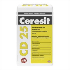 Смесь ремонтная мелкозернистая для бетона CERESIT CD 25/25 (5-30мм) (серый)