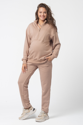 Cпортивный костюм для беременных и кормящих 16246 темно-бежевый