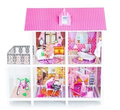 PAREMO Двухэтажный кукольный дом (4 комнаты, 3 куклы) (PPCD116-02)