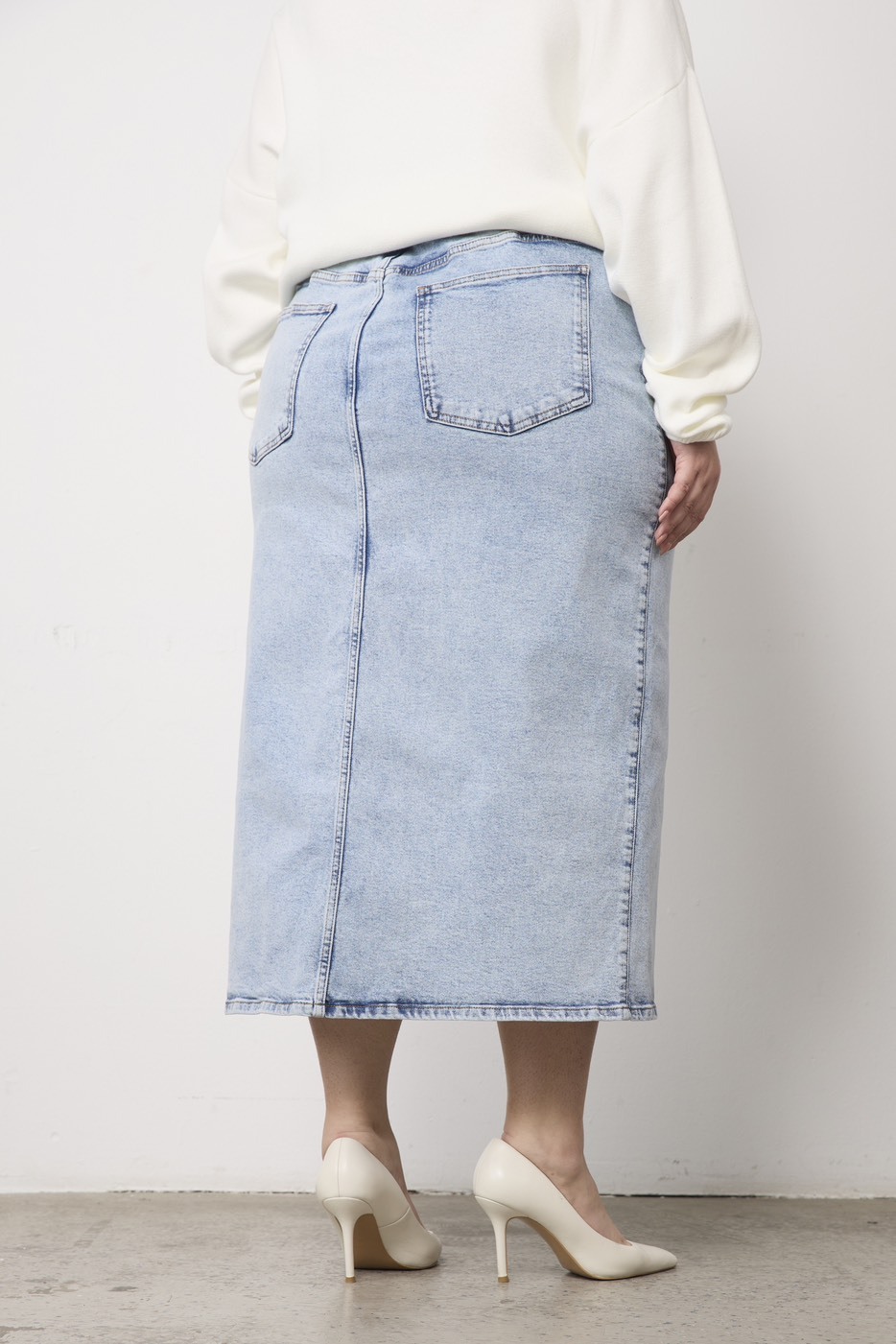 Юбка с разрезом из джинсы, светло-голубой