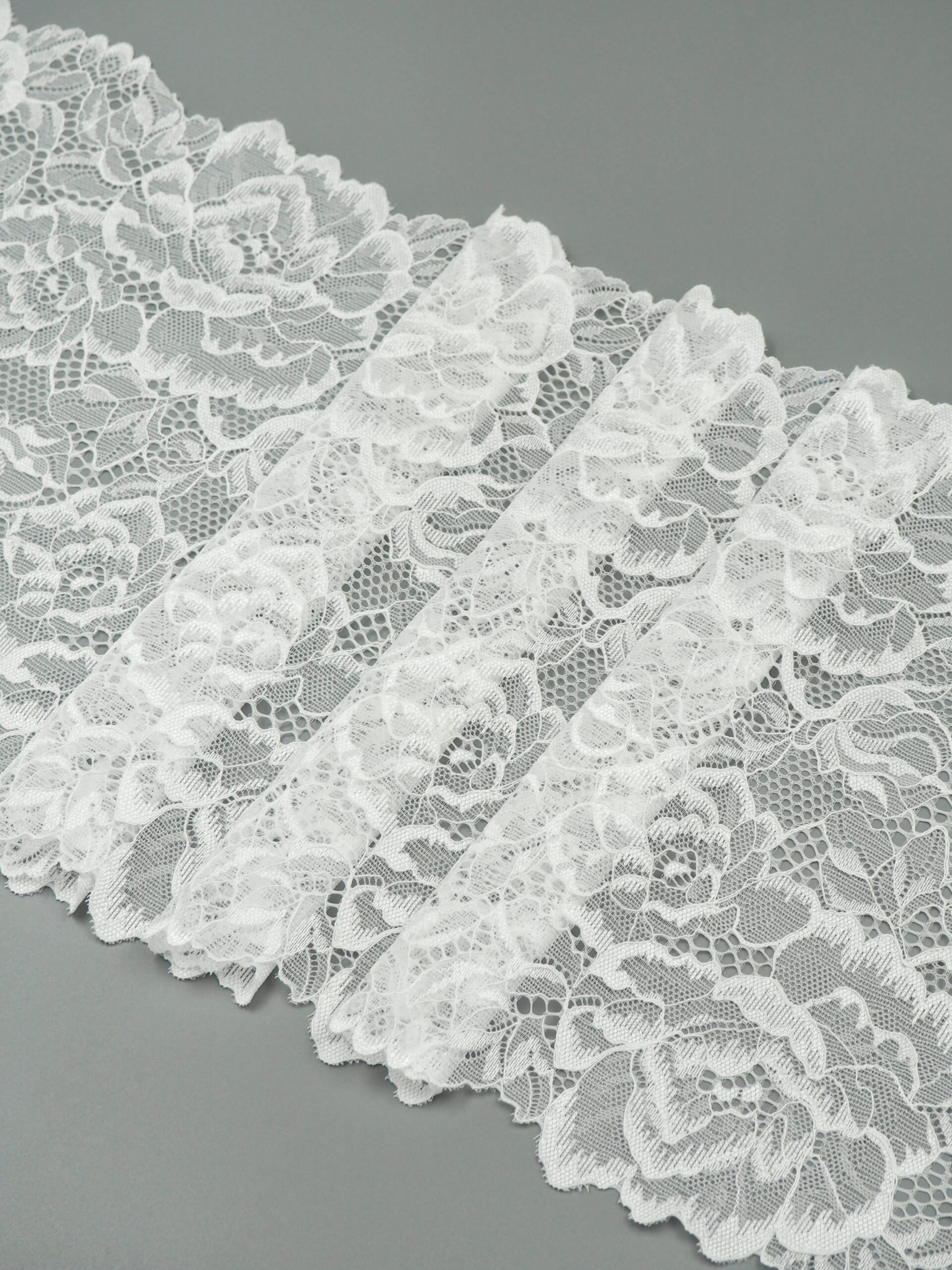 Эластичное кружево теплое белое ширина 21 см