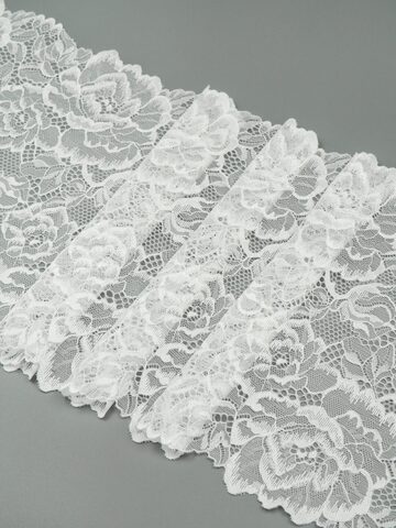 Эластичное кружево теплое белое ширина 21 см