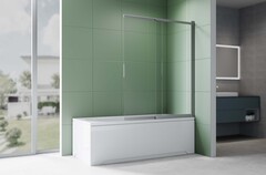 Aquatek AQ.BSS.100.1GM AQ.BSS.100.1GM Шторка на ванну двухэлементная, поворотная 1000X1500 профиль оружейная сталь, стекло прозрачное 5мм фото