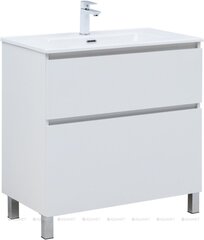 Aquanet 345382 Тумба с раковиной Вега 80 (Flat) напольная 2 ящ. цв. белый глянец (345382) фото