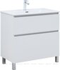 Aquanet 345382 Тумба с раковиной Вега 80 (Flat) напольная 2 ящ. цв. белый глянец (345382)