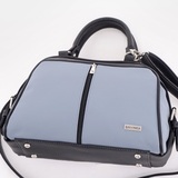 Сумка Саломея 257 гладкий серо-голубой + черный