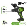 Дрель-шуруповерт ударная акк. Greenworks GD24DD140, 24V, б/щет, 70/140Нм, Anti-kickback, 2x4Ач, быстрое ЗУ,  кор (3707607CUD) — фото 1