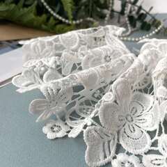 Кружево, белое ажурное, для рукоделия, ширина 10,5 см, длина 2 м