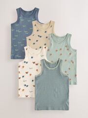 Майка для мальчика Next AA1-083, 5 шт., Синий, Белый, Бежевый