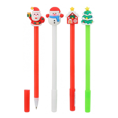 
          Ручка шариковая, Basir, синие чернила, серия "Новый год", с прорезиненной игрушкой, набор 12 шт