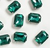 Стразы пришивные стекло в оправе, р. 14х10 мм, изумрудный