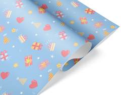 Упаковочная бумага, Шары и подарки, Голубой, 0,7*1 м, 5 листов